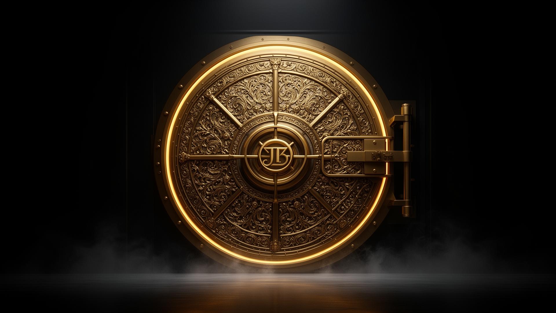 Cinematic gold vault door